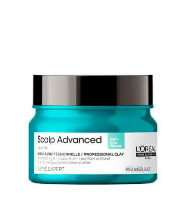 L'Oreal Professionnel Scalp Advanced Maschera all'argilla anti-untuosità per cuoio capelluto grasso, 250 ml